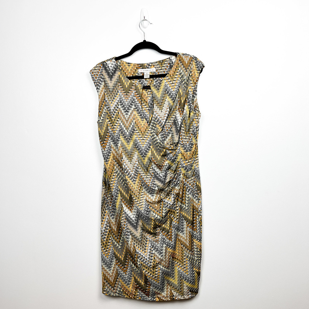 AA Studio Sleeveless Yellow, Brown, Black, White & Yellow Formal Dress